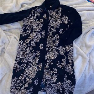 Loft Petite Printed Button Down Dress- Half Sleeve